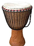 Tamburo djembe africano con 3 piccoli strumenti gratuiti – testa da 33 cm, altezza 65 cm
