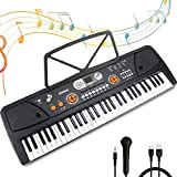 Tastiera Musicale, Tastiera Elettronica 61 Tasti Pianoforte Tastiera Portatile Tastiera Digitale Piano Keyboard con Leggio e Microfono per Principiante Bambini ...