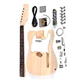 Tele Style Unfinished DIY Electric Guitar Kit Basswood Body Maple Neck Rosewood Fingerboard