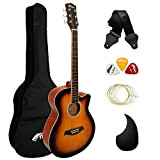TIGER ACG3-SB Set chitarra acustica, chitarra per principianti con custodia, tracolla e corde di ricambio, full size - colore arancione