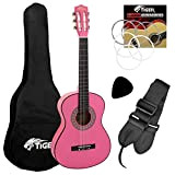 TIGER CLG6-PK Set chitarra classica per bambini, misura 1/2, con custodia, corde di ricambio in nylon e plettro - colore ...