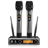 TONOR Microfono Senza Fili Doppio Microfono Wireless UHF Sistema Palmare Dinamico Wireless Professionale Mic, Home KTV Set per Karaoke, Party, ...