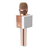 TOSING 008 Microfono Karaoke Bluetooth wireless, volume maggiore 10W, più basso, 3-in-1 Microfono portatile con doppio altoparlante per Android/PC (Oro ...