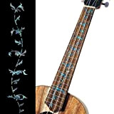 UKF-262TB-T - Adesivi per ukulele da concerto, albero della vita, colore: blu abalone