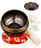 UNIDEAL Set con campana tibetana, Ciotole di Canto, Ciotola di Suono per Meditazione ​con bastoncino di legno, Porta incenso e ...