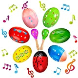 Uova di Pasqua in Legno, 7 Uovo Shaker e 2 Martello di Sabbia, Uova di Legno Shakers Maracas Musical a ...