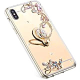 Uposao Compatibile con iPhone XS Max Custodia,Bling Glitter Sparkle Placcatura Diamanti con Strass Anello Supporto Custodia Gel Morbida Silicone Sottile ...