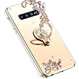 Uposao Compatibile con Samsung Galaxy S10 Plus Case,Bling Glitter Sparkle Diamanti con Strass Anello Supporto Custodia Gel Morbida Silicone Sottile ...