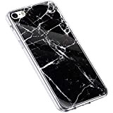 Uposao Custodia Compatibile con iPhone 5S Marmo Colorato Marble Design Sottile Guscio Resistente in Soft TPU Custodia Protettiva, Marmo nero