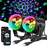 URAQT Luci Discoteca LED, 360 ° Ruotabile Musica Attivata Telecomando Luci da Festa, 7 RGBP Colori Fari per Illuminazione Palco ...