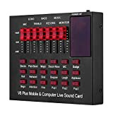 Urstory1 Live Sound Card, V8 Plug Broadcast Mixing, Effect Singing Live Sound Card per Cellulare, Computer, PC, Non null, Nero ...