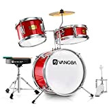 Vangoa Batteria per Principiante 13'' 3 pezzi Junior Acustico Drum Kit con Tom, Grancassa, Pedale Grancassa, Sedile e Bacchette per ...