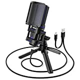 VeGue Microfono USB Microfono a Condensatore Microfono per PC con Treppiede per Podcasting, Streaming, Registrazione Vocale, Youtube, Zoom e Chiamate ...