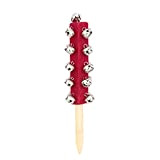 VGEBY Sleigh Bell Stick, Palmare in Legno 21 Jingle Bells Bar Sleigh Stick Giocattolo per Bambini Strumento a Percussione(Rosso)