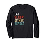 Vintage Eat Eat Sleep Zither Ripetere Funny Zither lettore m Maglia a Manica