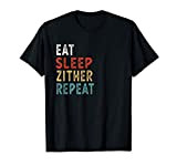 Vintage Eat Eat Sleep Zither Ripetere Funny Zither lettore m Maglietta