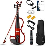 Violino elettrico 4/4 Full Size Violino elettrico per principianti adulti Slient Maple violino elettrico con custodia rigida, mentoniera, corde extra, ...