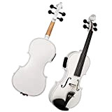 Violon Student Kit Violino Elettrico 4/4 in Legno Massello Bianco con Custodia per Arco