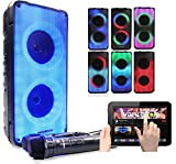 Vocal-Star Macchina portatile per karaoke con Bluetooth, 2 microfoni, altoparlante 100w, effetti luminosi dell'altoparlante completo, registra vocali, TWS, AUX, ricaricabile