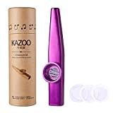 Wandic Kazoo in lega di alluminio con 3 membrane diaframma da bocca, con scatola regalo vintage oro, alluminio, Viola, tipo ...