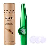 Wandic Kazoo in lega di alluminio con 3 membrane diaframma da bocca, con scatola regalo vintage oro, alluminio, Verde, tipo ...