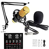 WBJLG Kit Microfono a Condensatore, Set di Registrazione da Studio Professionale Microfono BM-800, Scheda Audio Live con Effetti e Cambia ...