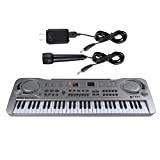 WJCCY 61 Keys Electronic Piano Keyboard Digital Piano Organ con Microfono Giocattoli educativi (Color : Silver)