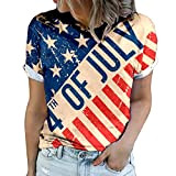 Womens American Flag Shirt Short Sleeve Round Neck USA Independence Day 4 luglio Flag Top Lose Patriotiche T-Shirt Sexy Shorts ...