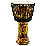 World Rhythm 12 Pollici, Djembe Drum In colore Arancione (Orange) - 60 cm African Synthetic Djembe Drum