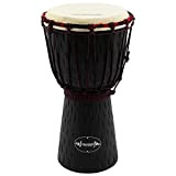 World Rhythm 7 Pollici Djembe Drum - 40 cm African Wooden Djembe Drum - Ideal For Students, Black