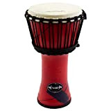 World Rhythm 9 Pollici, Djembe Drum In Red - 40 cm African Synthetic Djembe Drum