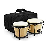 World Rhythm BON7-BG Tamburi bongo con custodia imbottita, colore naturale, misura 6" e 7"