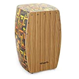 World Rhythm CAJ3-DK Tamburo Cajon con Superfice Rifinita in Stile Zebrano, Design Tribale Giallo e Arancione