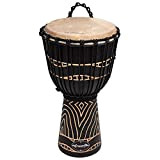 World Rhythm MDJ028 Tamburo Djembe da 9 pollici - Tamburo africano a mano in legno di mogano - nero con ...