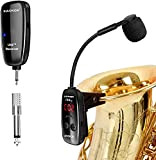 XIAOKOA Microfono Senza Fili per Sassofono,UHF Wireless Microphone per Strumenti Musicali,Ricevitore e Trasmettitore Senza fili per Sassofono/Tromba/Trombone/Clarinetto