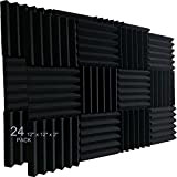 Xinglong 30,5 x 30,5 x 5,1 cm, confezione da 24 mattonelle da parete in schiuma per studio acustico, colore: nero