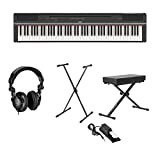 Yamaha - Pianoforte digitale a 88 tasti P-125 con azione GHS ponderata, nero + supporto per tastiera + panca per ...