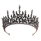 Yililay Crowns for Women - Black Gothic Crowns for Girls - Vintage Baroche Queen for Wedding Pageant Prompunte