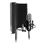 YUNYODA Schermo di isolamento del microfono, schiuma fonoassorbente per microfono da studio professionale con 3 isolatori per microfono regolabili Pannello ...